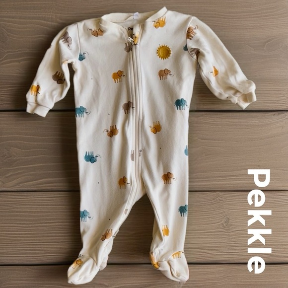 Cream Baby One Piece with Elephant 🐘 Print - Picture 2 of 8